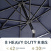 10Ft Patio Umbrella with Solar Lights, Auto-Tilt Lighted Market Table Umbrellas with Crank, 8 Sturdy Ribs & 1.5" Pole Outdoor Umbrellas for Patio Garden Deck Backyard Pool, Navy Blue