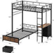 VintageBrown Twin Over Twin Loft BunkBed DeskCharging