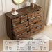 Modern 10 Drawer Dresser, 55.1" Wide Dressers & Chests of Drawers with Large Capacity Storage, Wood Mid Century Storage Dressers Organizer for Bedroom, Entryway, Brown