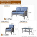 Patio Furniture Set,4 Pieces Outdoor Conversation Set,All Weather Wicker Loveseat Sofa Set with High Back Chairs Table,Denim Blue