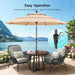 10 FT Patio Umbrella, 3 Tier Outdoor Table Umbrella with 8 Sturdy Glass Fiber Ribs and Push Button Tilt, Outdoor Patio Umbrellas for Market Pool Garden Backyard, 1.5" Pole, Champagne (No Base)