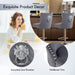 Velvet Adjustable Swivel Bar Stools Set of 4, High Tufted Back Modern Counter Height Stools Chrome Footrest/Lion Pull Ring/Rivet Trim/Diamond Pattern Kitchen Dining Pub Bar Chairs, Dark Grey