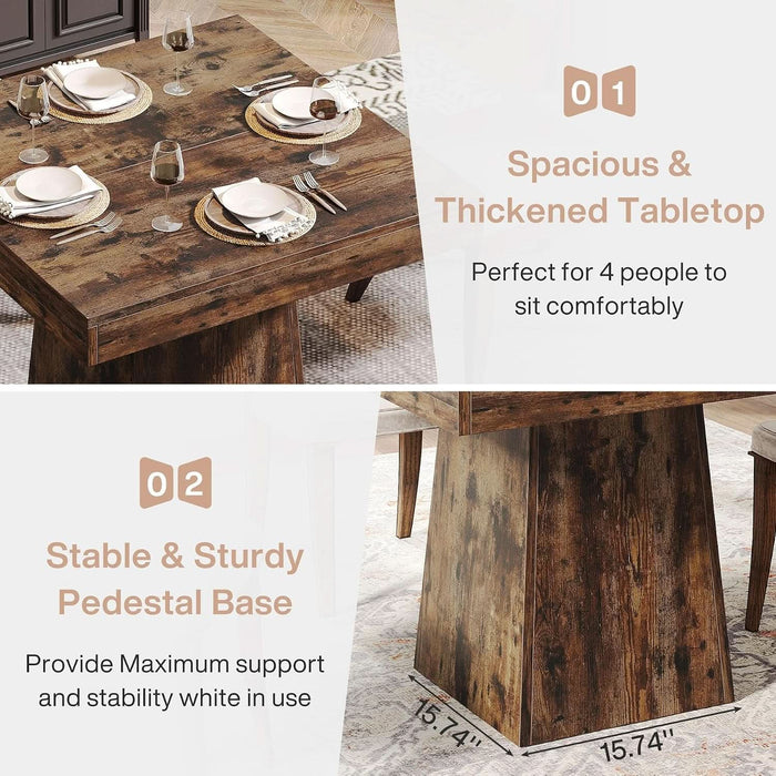 Square Dining Table for 4, 31.5" Farmhouse Small Kitchen Table