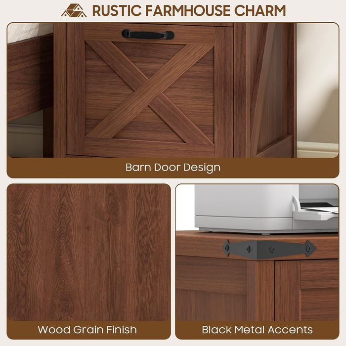 Vertical File Cabinet with 3 Drawers for Home Office, Walnut