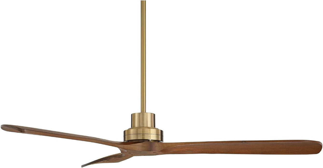 Contemporary Hardwood Ceiling Fan Featuring Soft Brass
