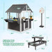 Kids Wooden Playhouse for Outdoor, Cottage with Sink, Picnic Table, Mailbox, Flowerpot Holders, Age 3-8 (Gray&White)
