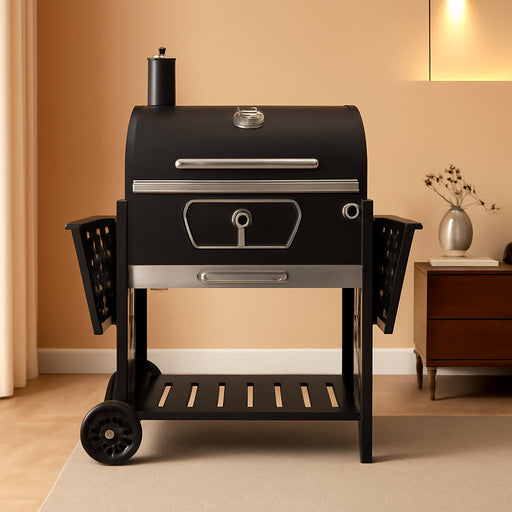 CD2030AN 30-Inch Charcoal Grill, Deluxe BBQ Smoker Picnic Camping Patio Backyard Cooking, Black, Large