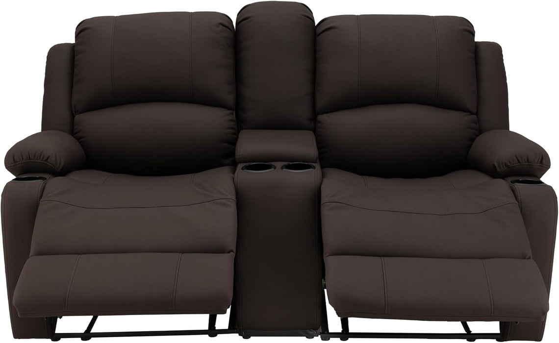 65" Wall Hugger Reclining RV | RV Theater Seats | Double Recliner RV Sofa & Console | RV Couch | Wall Hugger Recliner | RV Theater Seating | RV Furniture | (Manual, Chocolate)