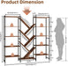 Triple 5 Tier Bookcase, 17 Open Display Shelves Industrial Bookshelf