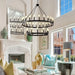 Black 48 Inch Wagon Wheel Chandeliers Illumination