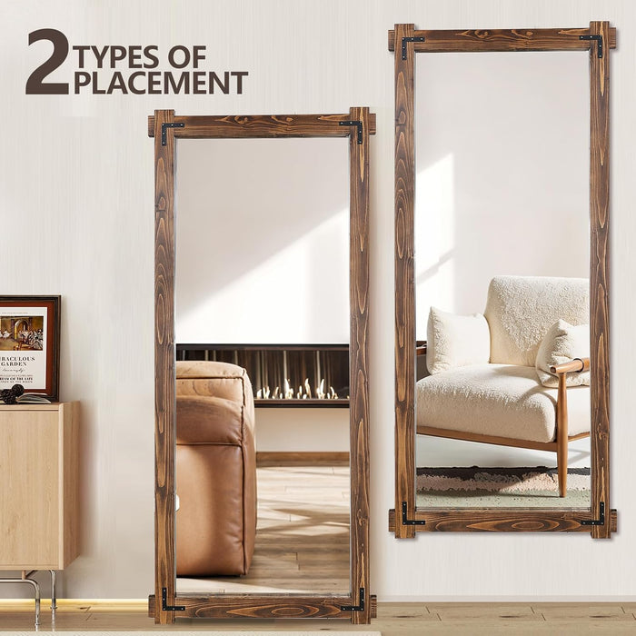 71x32Inch Precision Full Length Mirror Walnut Finish