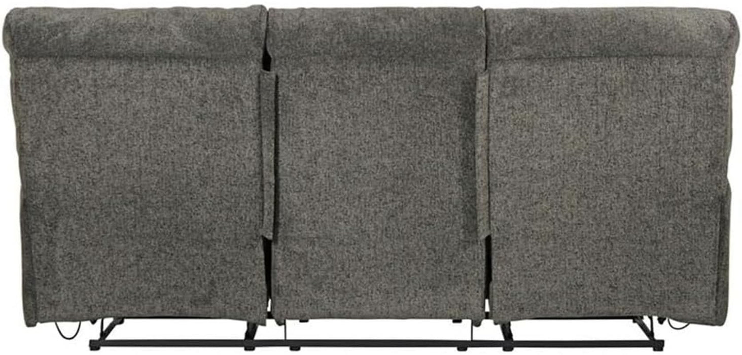 Maxim Power Reclining Sofa in Soft Charcoal Gray Polyester Fabric