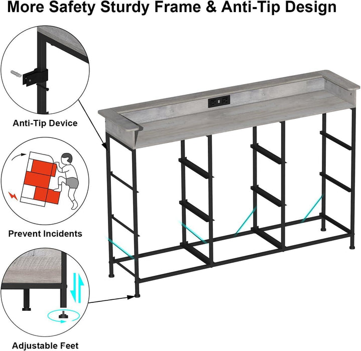 Nine Drawer Dresser With Charging Station Lighting