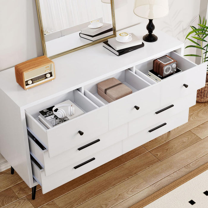 White 7 Drawer Dresser With AntiTip ConstructionQuality