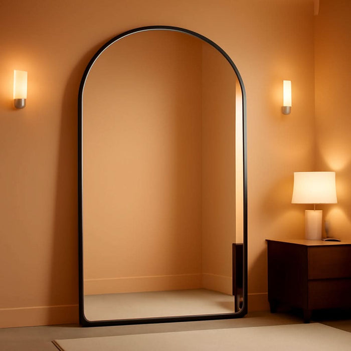 Arched Mirror 30X48 Inch, Black Arched Bathroom Mirror Wall Mounted Modern Black Aluminum Frame Decor Large Dresser Mirror for Bedroom Living Room Entryway, Hanging or Leaning against Wall