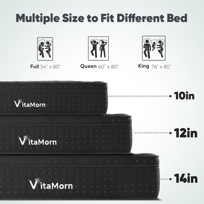 Queen Mattress 14 Inch Hybrid Queen Size Mattress in a Box, Upgraded Pocket Springs Mattresses, Motion Isolation, Pressure Relief, Medium Firm, Breathable Comfort