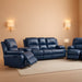 Blue Leather Reclining Sofa Set for Living Room Set,Recliner Sofa with Drop down Table/Double Recliner Loveseat with Storage Console/Recliner Chair/Faux Leather