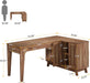 L Shaped Desk with Storage Cabinet & Shelves, 57" Large Corner Computer Desk for Home Office, Modern Wood Writing Desk with Smart One-Side Storage, Space-Saving Workstation for Study & Work
