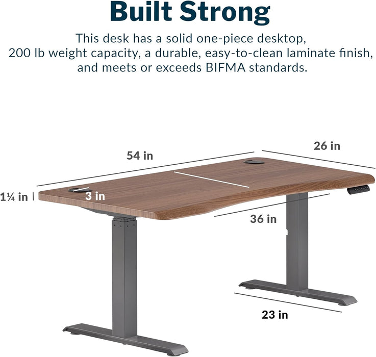 54x26 Walnut Electric Standing Desk Memory Settings