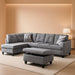 3-Piece Flannel Sectional Sofa Set with Left Facing Chaise and Storage Ottoman, Pillow, L-Shaped Couch for Living Room, Office, Apartment, Grey