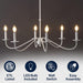 34.75Inch White Six Light Farmhouse Iron Chandelier