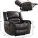 Leather Recliner Chair, Classic and Traditional Manual Recliner Chair with Comfortable Arms and Back Single Sofa for Living Room, Dark Grey