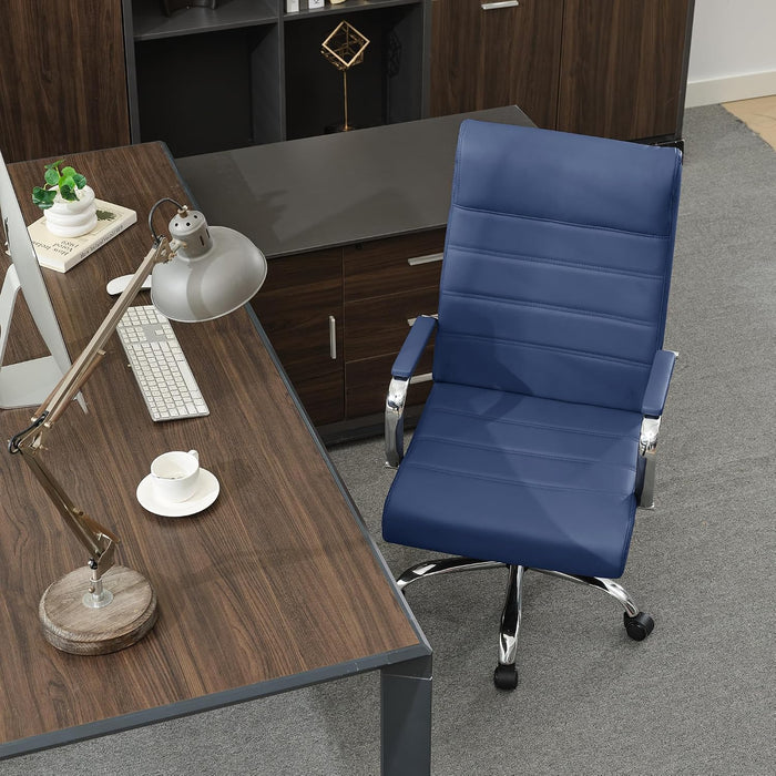 Office Desk Chair,Modern Leather Conference Room Chairs,High Back Home Ofiice Chair,Adjustable Height Swivel Executive Computer Chair with Armrest and Padded Seat,Blue