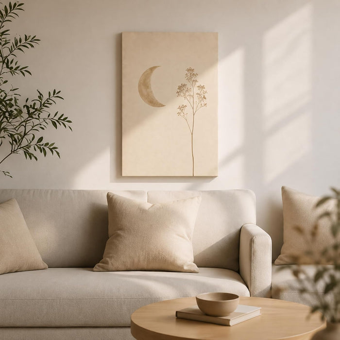 Arvelo Moon Canvas Wall Art, Neutral Celestial Decor for Bedroom & Living Room, Ready to Hang