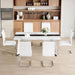 Dining Table Set for 6,White Marble 71'' Dining Room Table with Spacious Legroom and White Leather Dining Chairs,Easy Assembley,7 Pieces Kitchen Table and Chairs for Dining Room,Restaurant