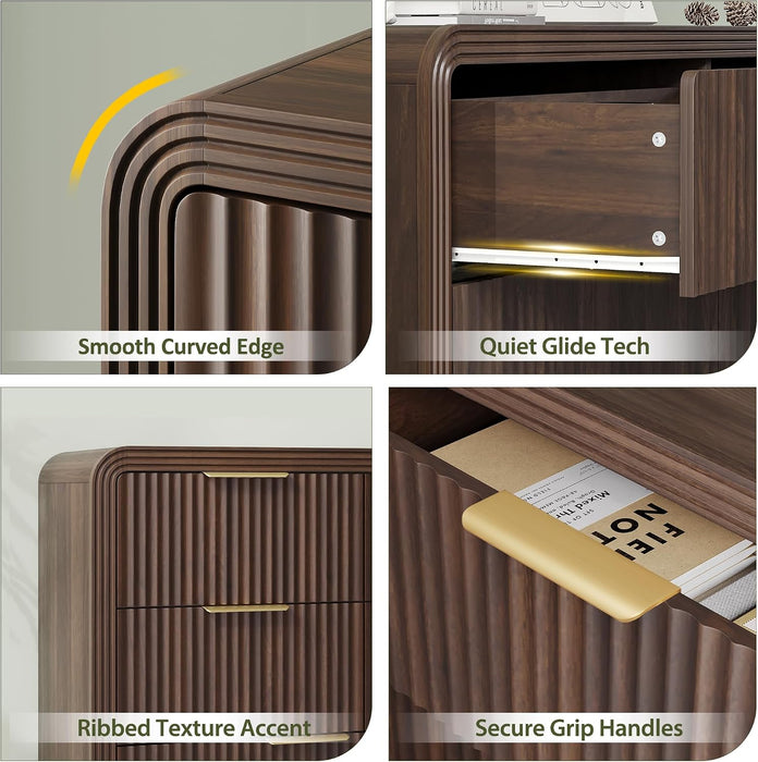 55" W Fluted 8-Drawer Dresser for Bedroom, Walnut