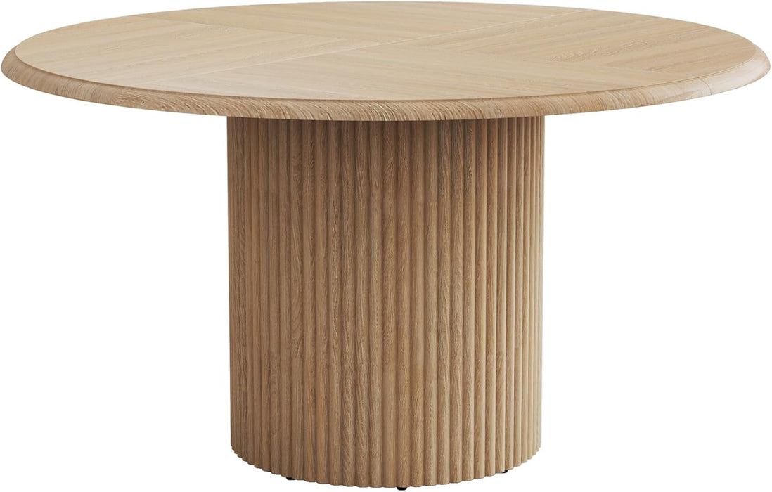 47" round Dining Table for 4, Farmhouse Kitchen Table with Metal Base, Modern Small Dinner Table for Dining Room,Kitchen (Chairs Not Included)