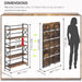 Extra Wide 5 Tiers No Assembly Book Shelves, 51.2" H Folding Bookshelf Bookcase Open Industrial Foldable Shelves for Bedroom, Living Room, Home Office - Rustic Brown Black