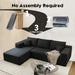 Black Cloudlike Sectional Sofa Featuring Left Chaise
