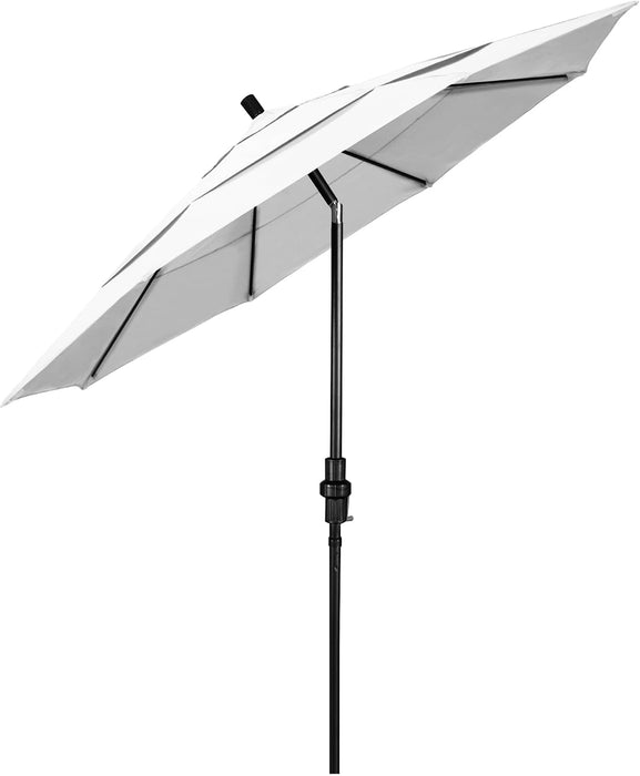 11' round Crank Lift, Collar Tilt, Aluminum Pole, Fiberglass Rib Patio Umbrella, Black Finish, White