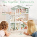 Wooden Dollhouse Playset With Eight Rooms Accessories