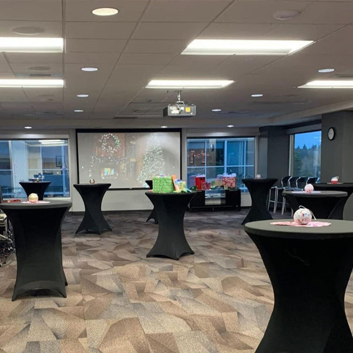 12 Pack 32X43 Inch Highboy Spandex Cocktail Table Cover Black, Fitted Stretch Cocktail Tablecloth for round Tables (12PC 32X43 Black)