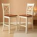 Quincy Counter Barstool-Pub Height Dining Chairs, Set of 2, Buttermilk & Cherry