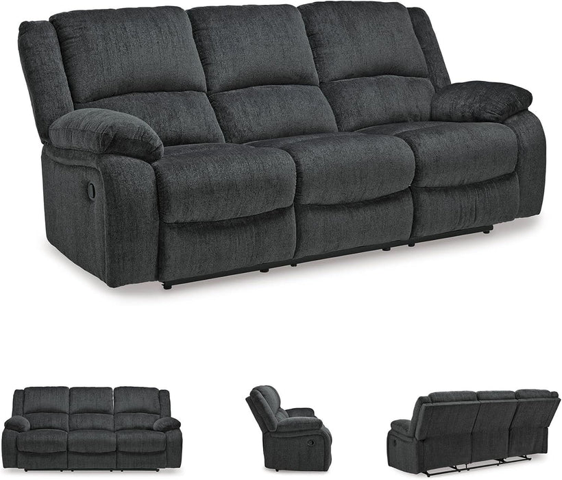 Draycoll Contemporary Manual Pull Tab Reclining Sofa, Dark Gray
