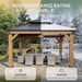 10' X 12' Outdoor Wood Gazebo, Hardtop Gazebo Permanent Wooden Pavilion with Galvanized Steel Double Roof, for Patio, Garden, Deck, Cedar Wood, Natural
