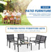 4 Pieces Patio Furniture Sets, Outdoor Patio Conversation Sets with Glass Coffee Table for Garden, Backyard, Lawn, Poolside (Dark Grey)