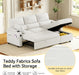 Pull Out ConvertibleSofaBed With Hidden Storage TeddyWhite