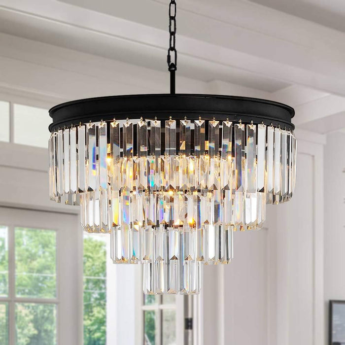 Crystal Chandelier Raindrop Pendant Hanging Light Fixture