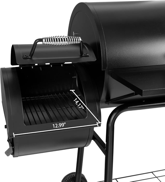 CC1830S 30" BBQ Charcoal Grill and Offset Smoker | 811 Square Inch Cooking Surface, Outdoor for Camping | Black