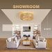 Boho Caged Rattan Fandelier Ceiling Fans with Lights and Remote Control