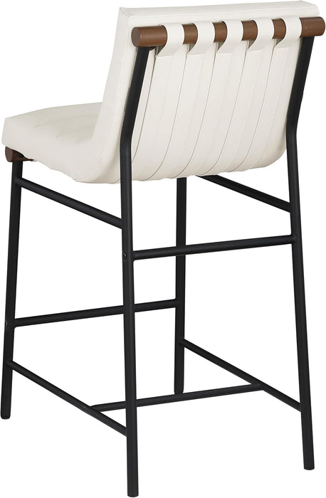813Cream-C Burke Collection Modern | Contemporary Counter Stool with Soft Cream Vegan Leather, Cream Vegan Leather Straps, Matte Black Metal Frame, 18" W X 24" D X 37.5" H, Cream