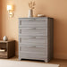 Farmhouse 4 Drawer Dresser for Bedroom, Tall Bedroom Dresser with Large Drawer & Silver Handles, Wooden Storage Organizer Cabinet Chest of Drawer for Closet, Living Room, Hallway, Wash Grey