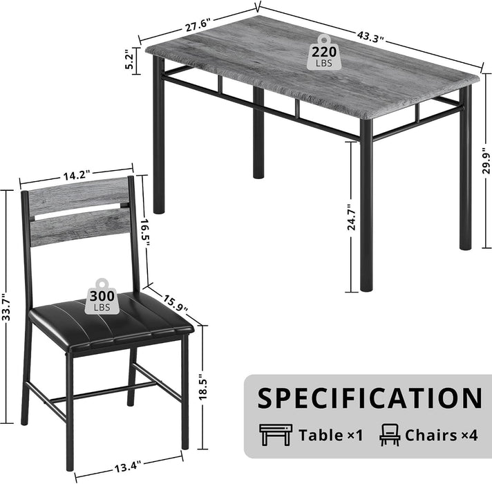 Dining Table Set for 4, Grey