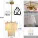 Alabaster round Chandelier, 2-Tier Spanish Alabaster Chandeliers, Warm White, 13" Modern Small Gold Marble Pendant Chandeliers for Foyer, Kitchen Island, Dining Room, Bedroom