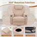 Recliner,Modern Fabric Rocking Chair with Massage,360 Degree Swivel Single Sofa Seat with Drink Holder