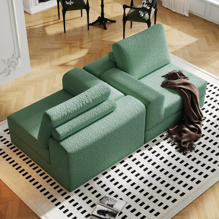Green Modular Sectional Sofa With Configurable Sections